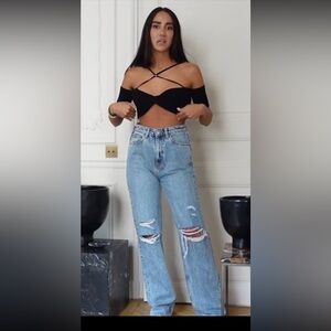 ❌SOLD EBay ❌KSUBI BLUE WASHDISTRESSED WIDE LEG JEANS 30 as seen on influence